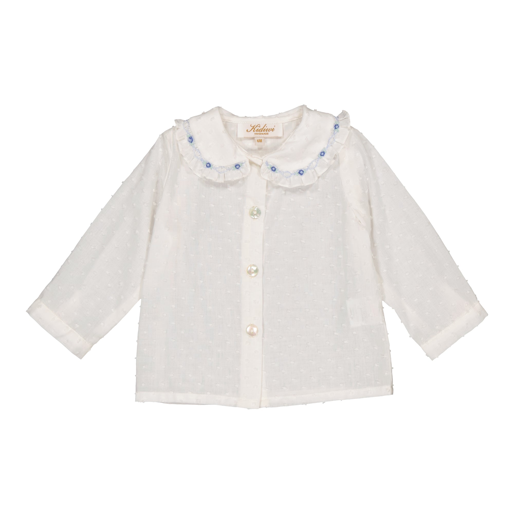 Lorena Blouse in Off White and Blue Smock