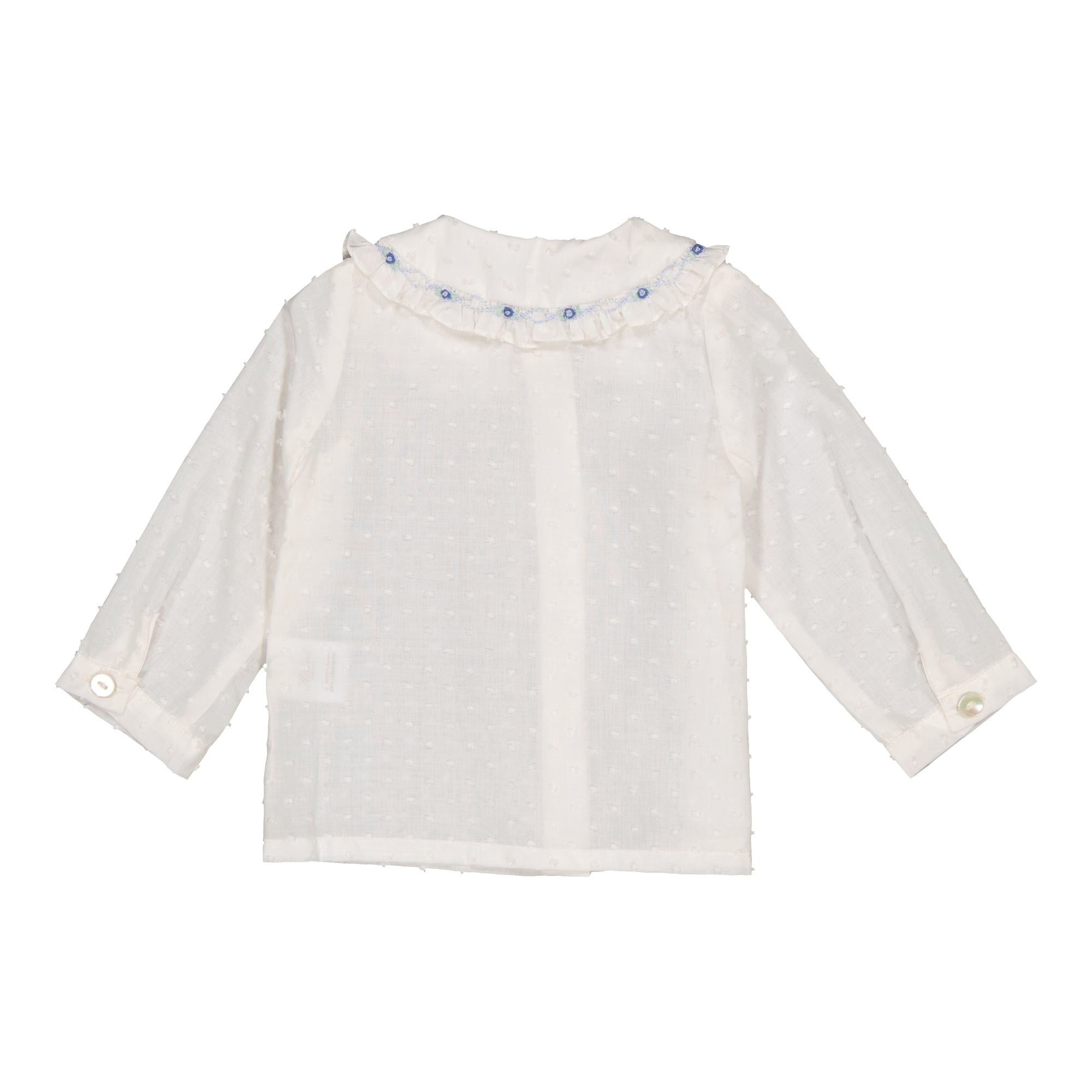 Lorena Blouse in Off White and Blue Smock