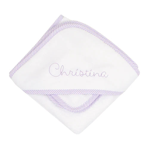 Seersucker Stripe Fabric Hooded Towel Set Lilac