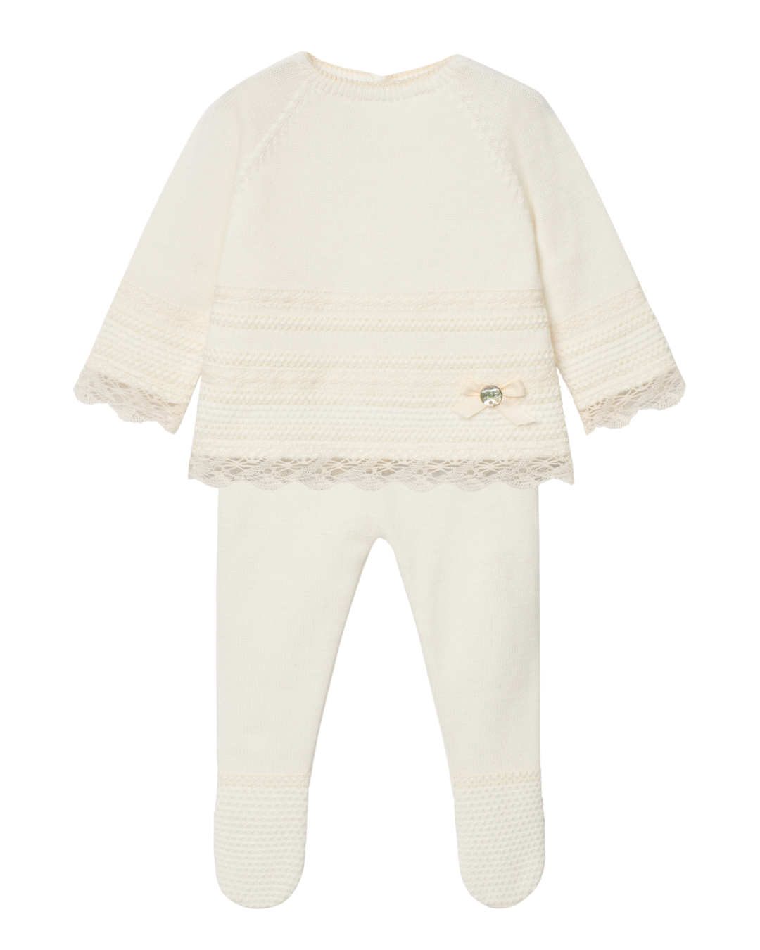 Girl Cream Knit Top and Pant Set