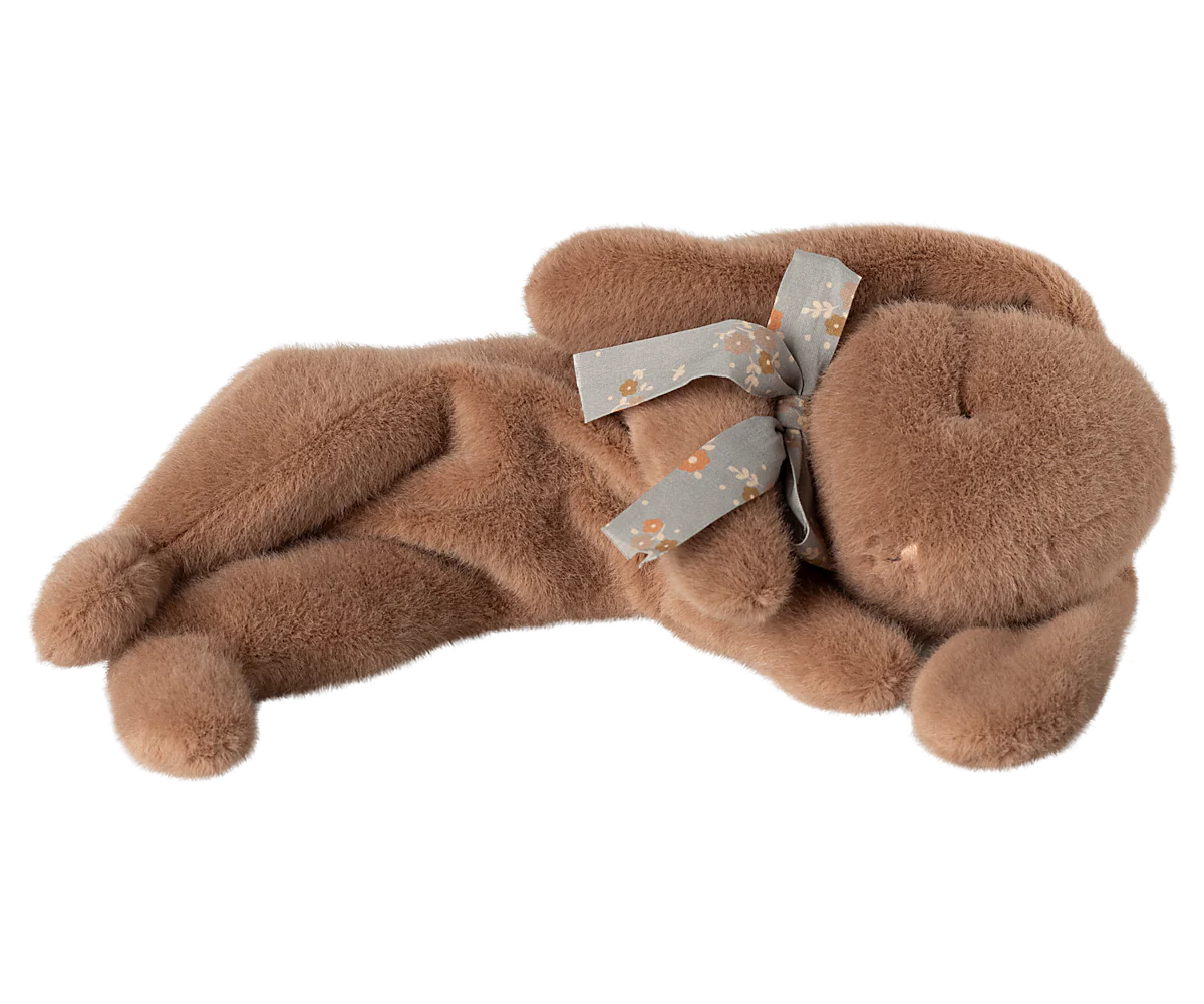 Sleeping bunny plush, Small - Soft brown