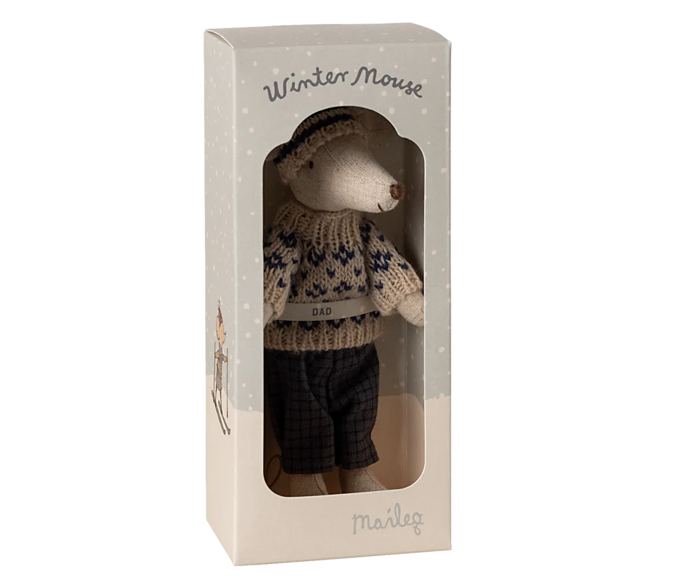 Winter mouse with ski set, Dad - Blue