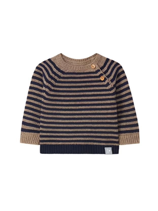 Striped knitted jumper in blue and brown