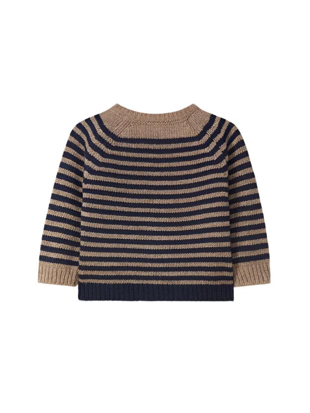 Striped knitted jumper in blue and brown