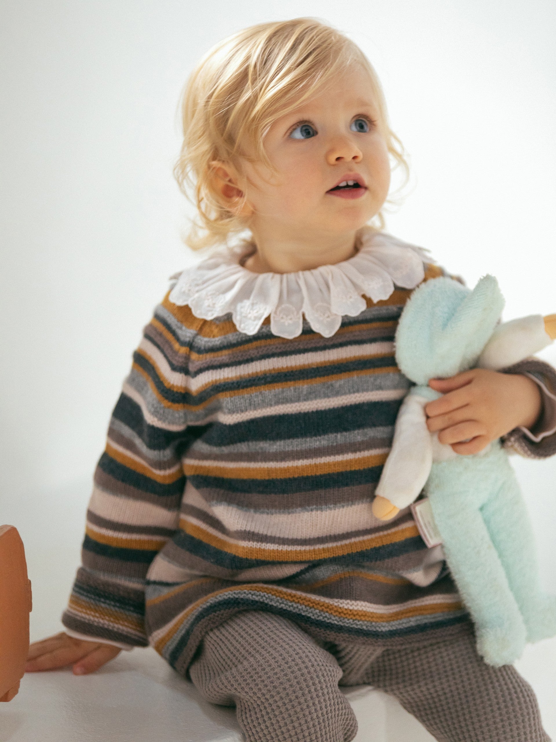 Bodysuit with ruffled collar English embroidery in Pink