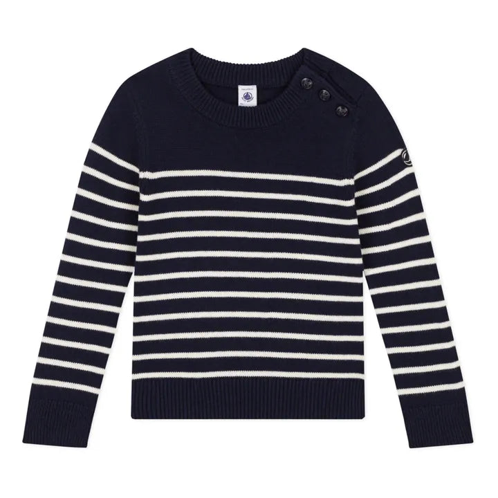 Unisex Striped Sweater Navy and White