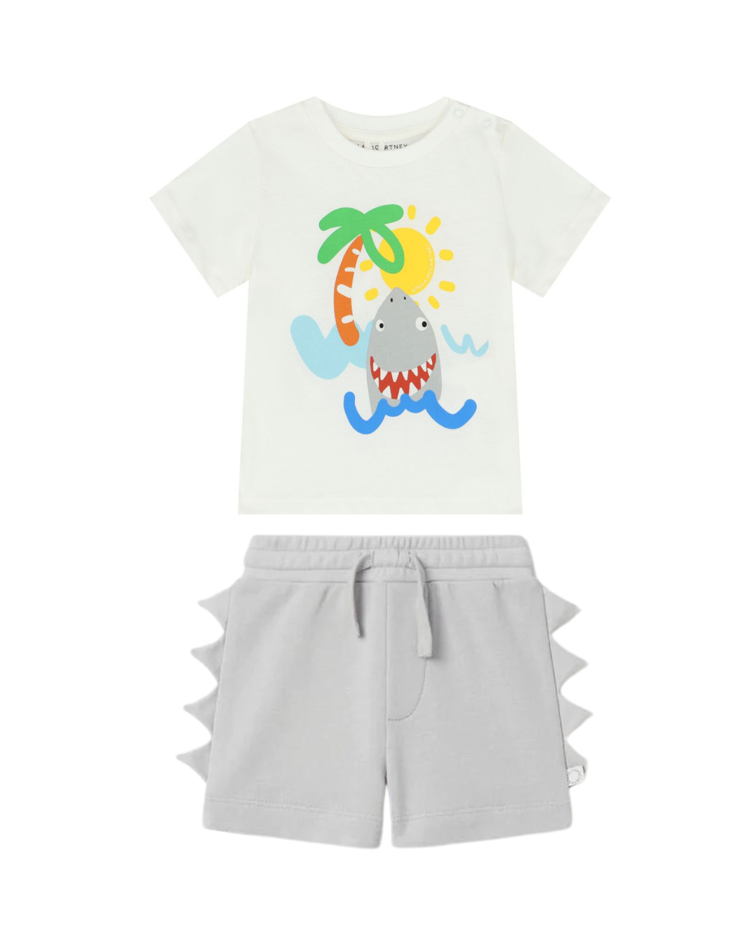 Baby Boy SS Tee with Shark on Holiday Print