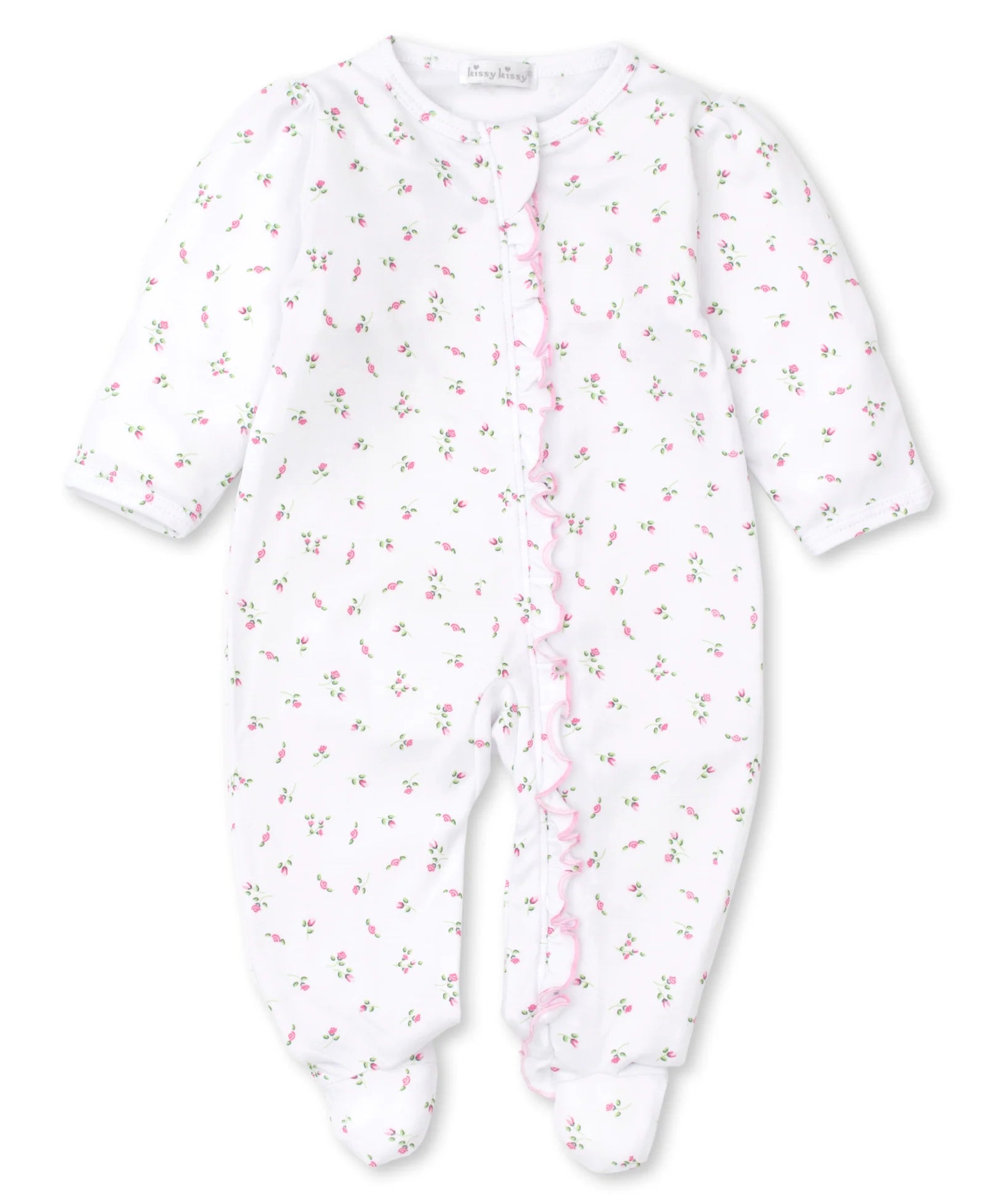 Sweatheart Print Footie White and Pink