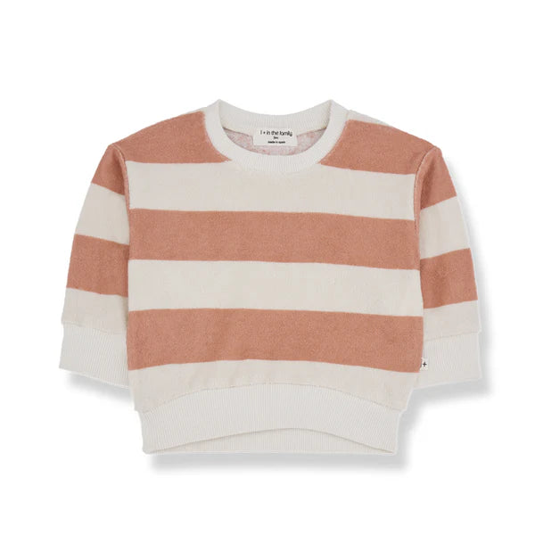 striped top with terra cotta sweatpants