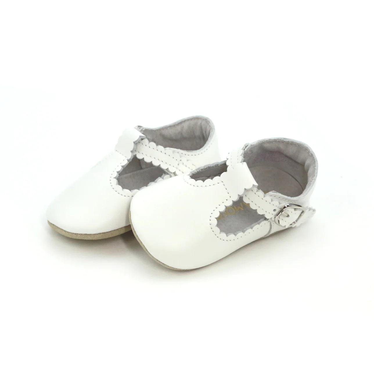 Elodie Girls Scalloped T-Strap Mary Jane Crib Shoe (Infant)