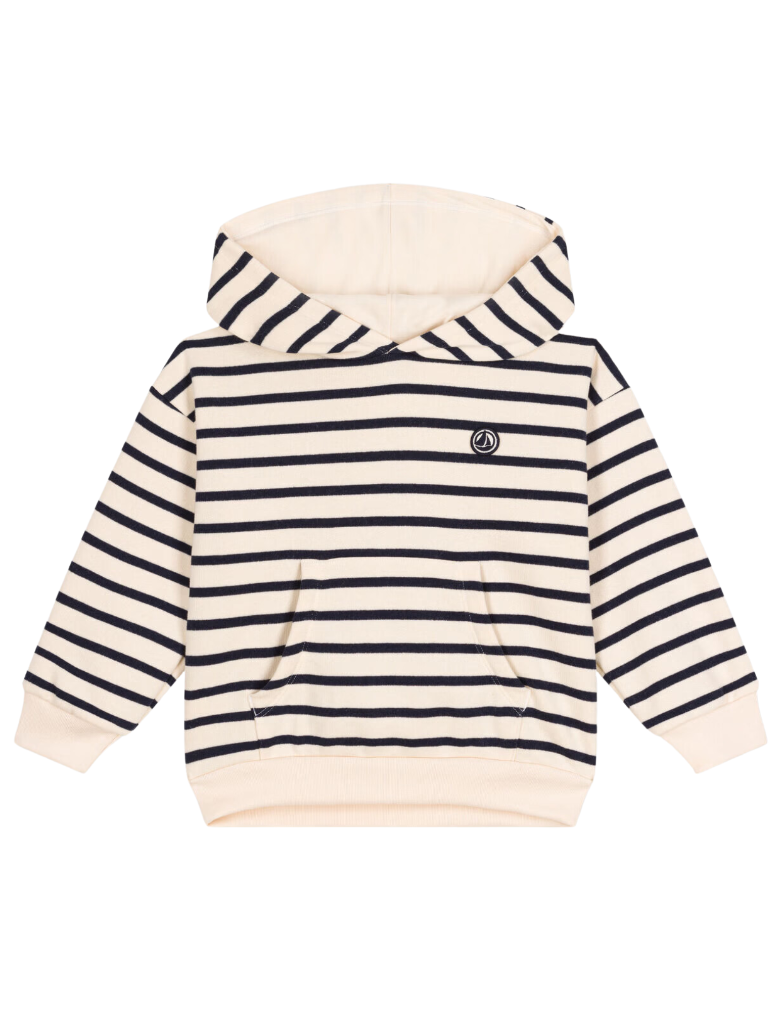 Kid Striped Hoodie in Navy and Cream