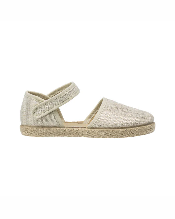 Linen Classic Espadrille Metallic White