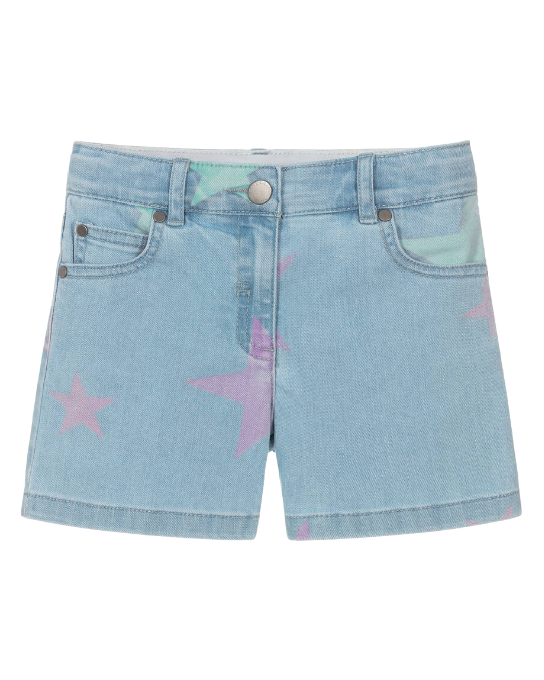 Girl Multi Color Stars Denim Shorts