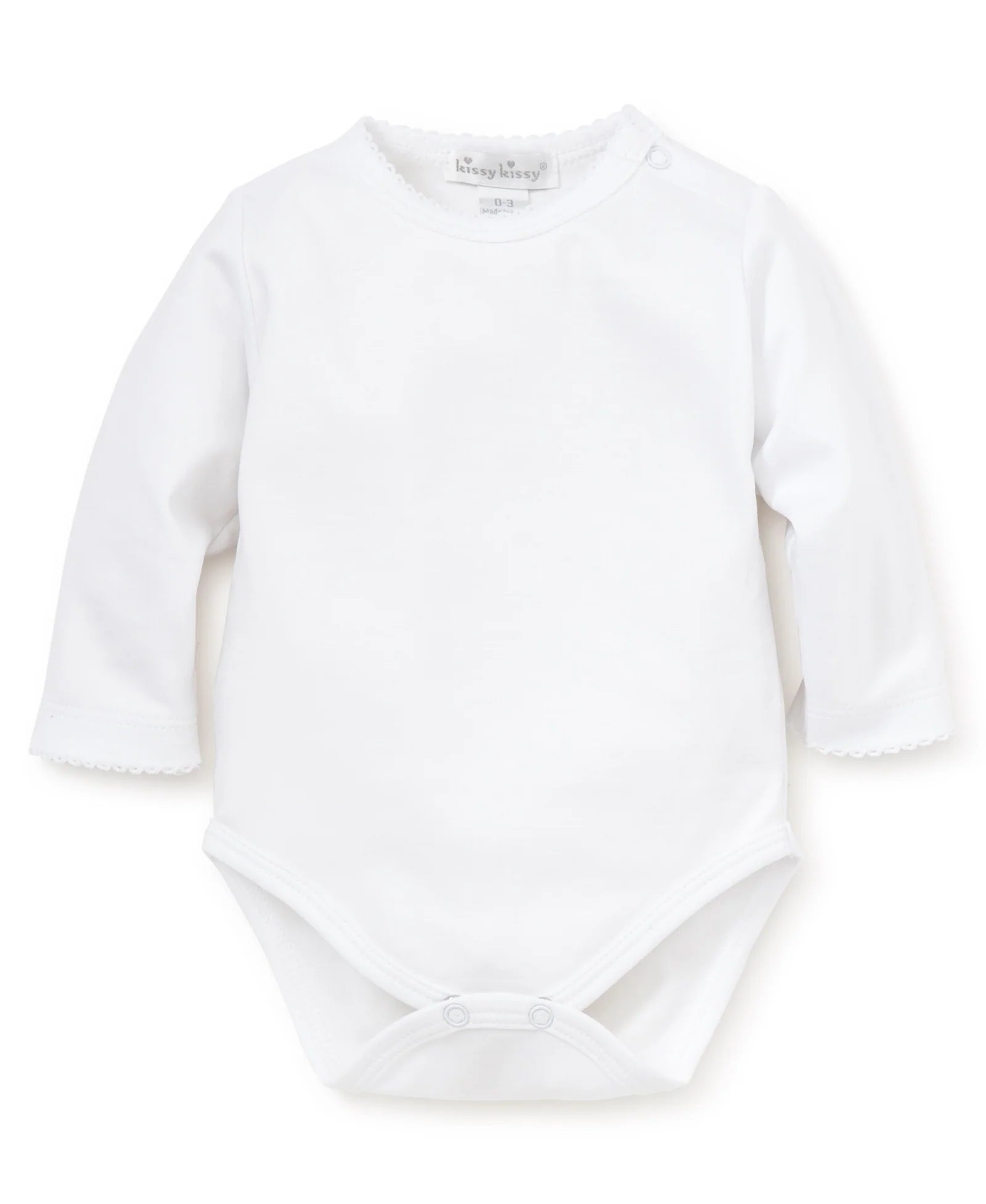 White Kissy Basics Long Sleeve Bodysuit