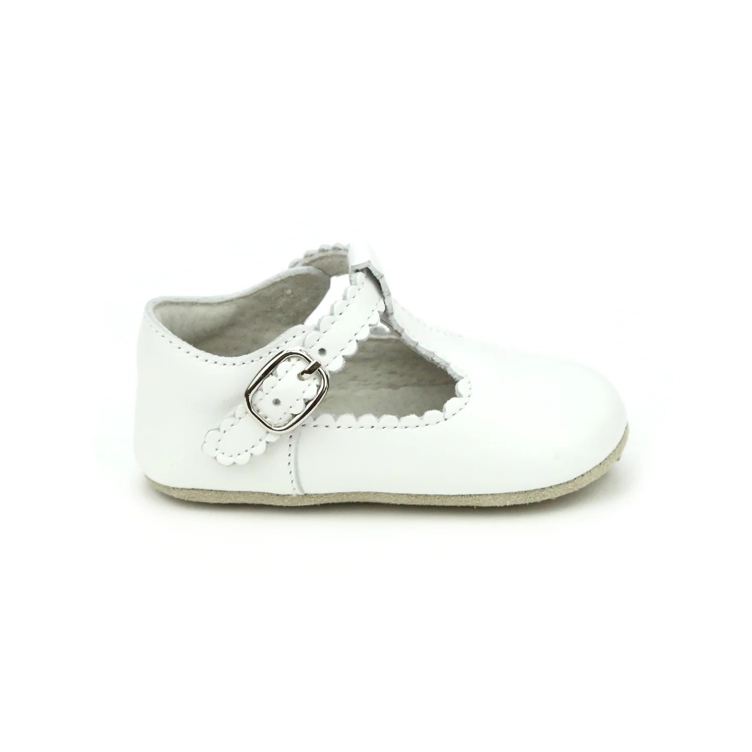 Elodie Girls Scalloped T-Strap Mary Jane Crib Shoe (Infant)