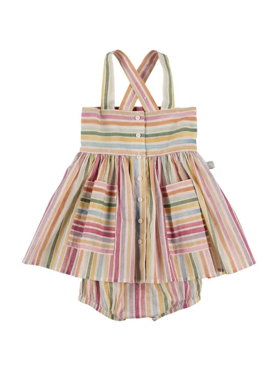 Baby Girl Holiday Pastel Stripes Sleeveless Dress  Multi