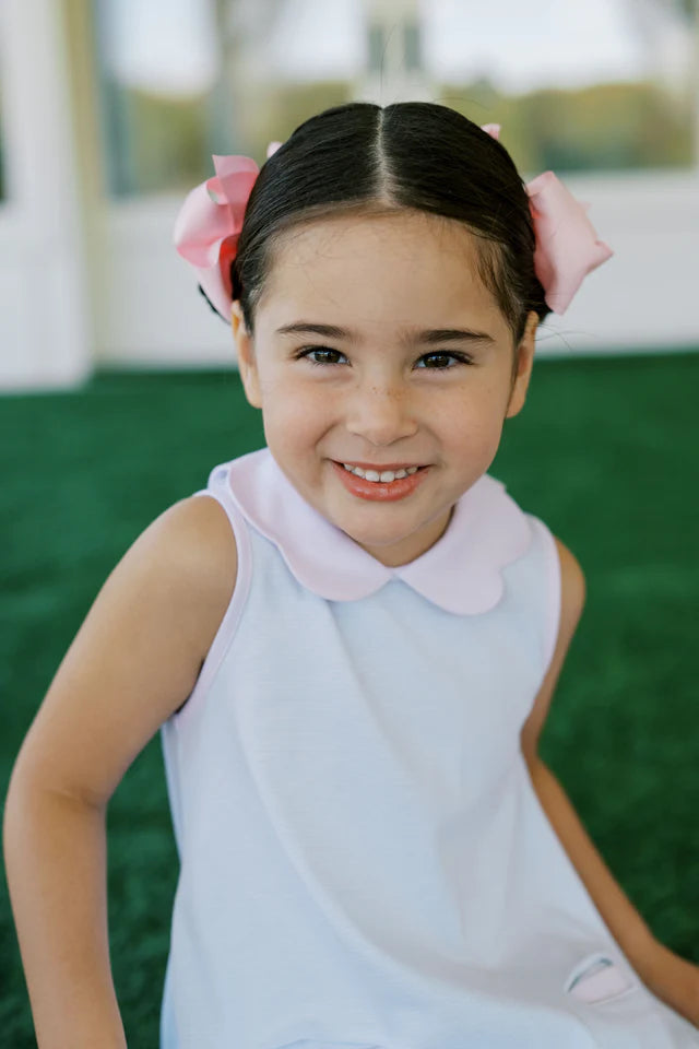 Light Blue Striped Scallop Dress