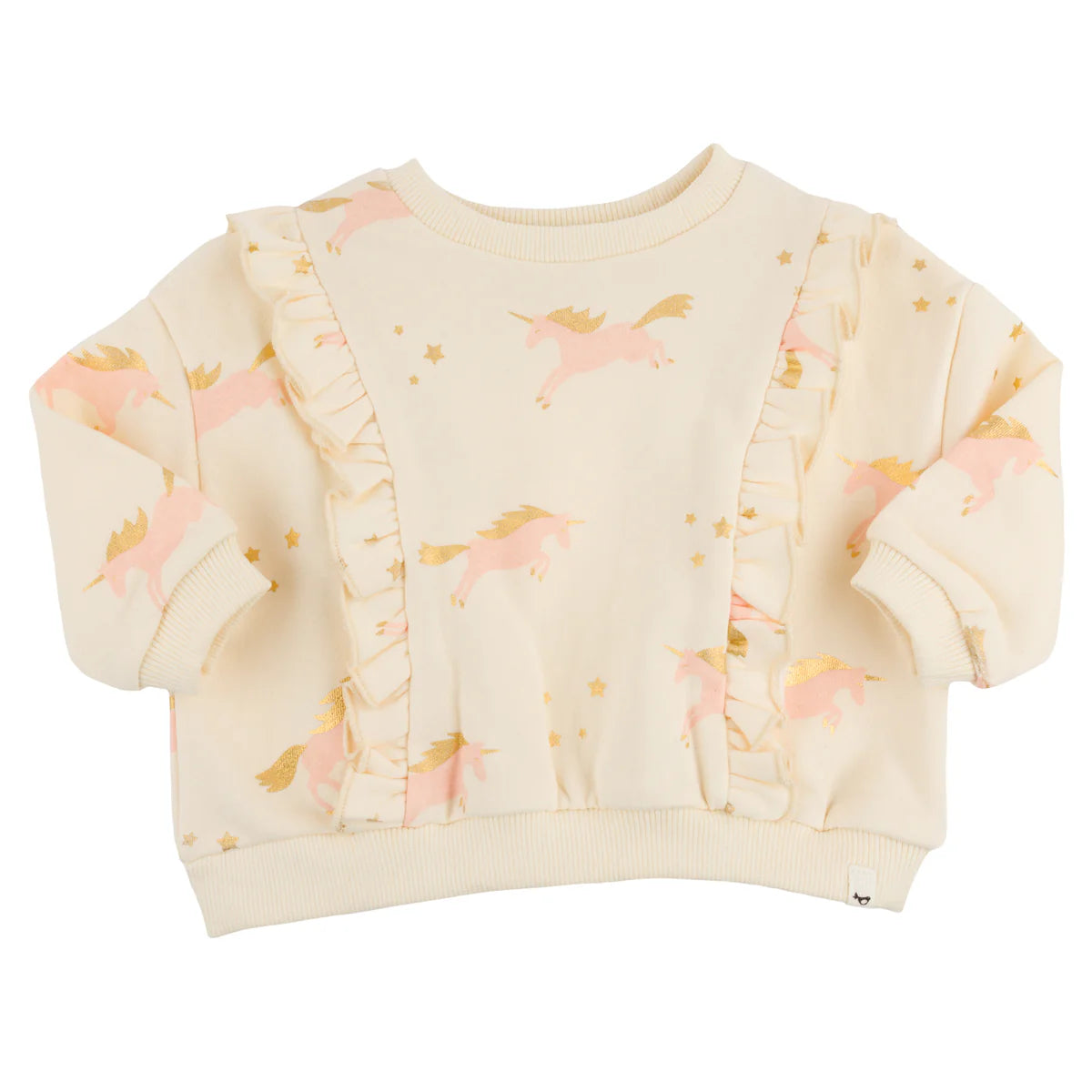 Millie Ruffle Boxy - Unicorn Print - Vanilla