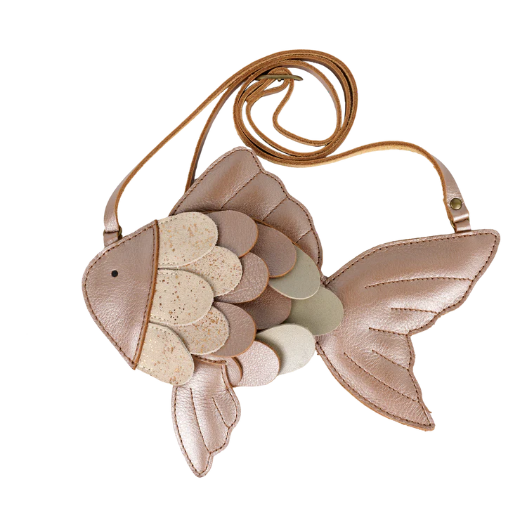 Thysa Purse in Gold Fish Clay Metallic Leather