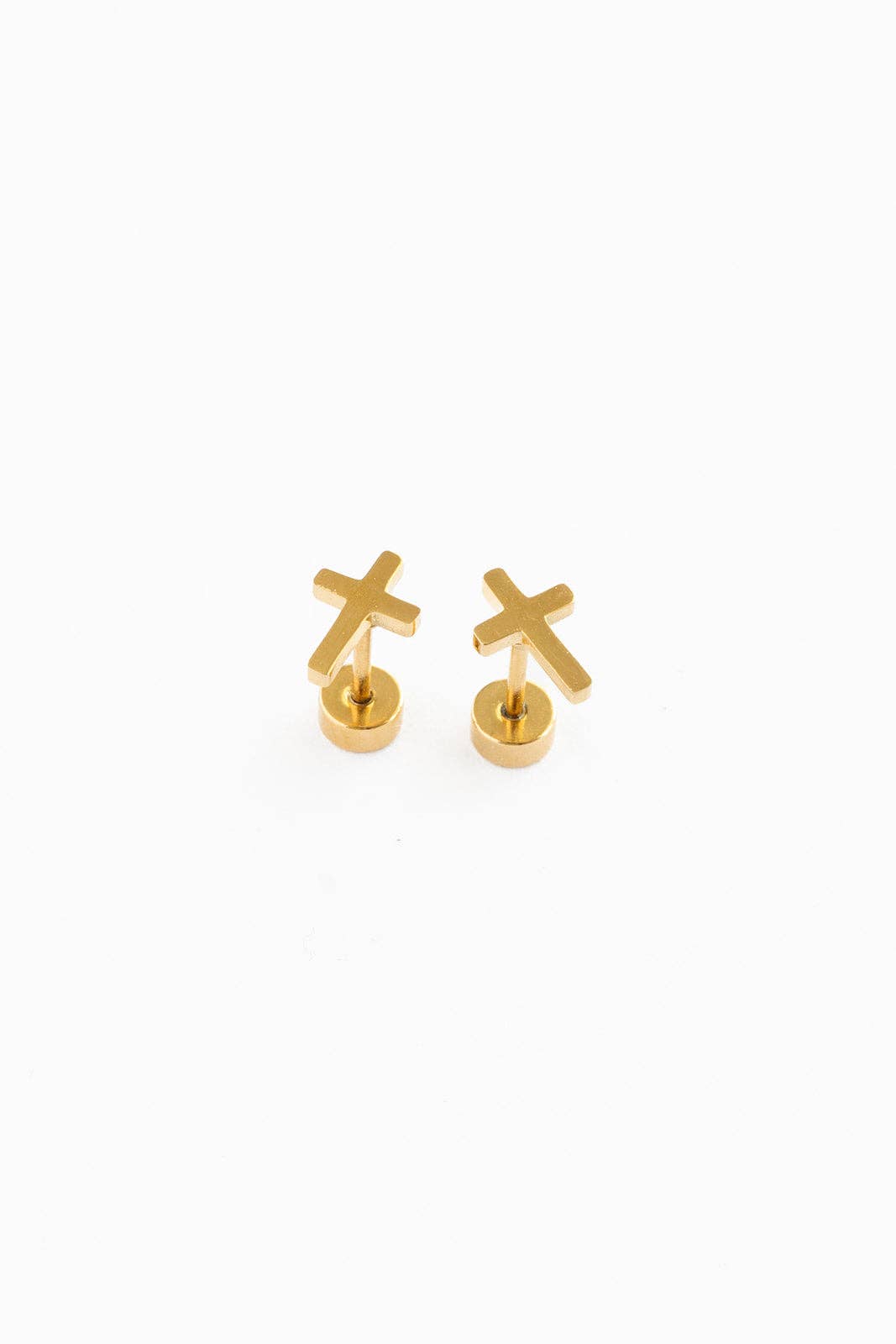 Stylish Cross Earrings by Pip Pop Post featuring a trendy gold cross design, perfect for kids.