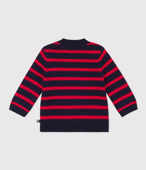 BABY BOY STRIPED SWEATER in navy and red