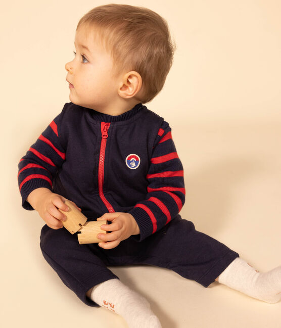 BABY BOY STRIPED SWEATER in navy and red