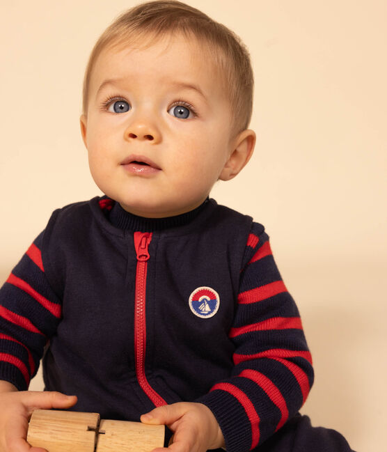 BABY BOY STRIPED SWEATER in navy and red