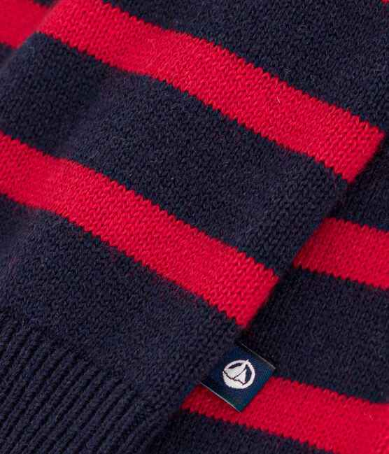 BABY BOY STRIPED SWEATER in navy and red