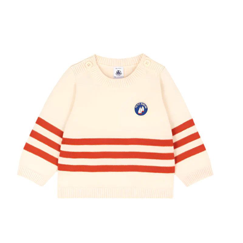 Baby Boy Striped Sweater Cream and Red