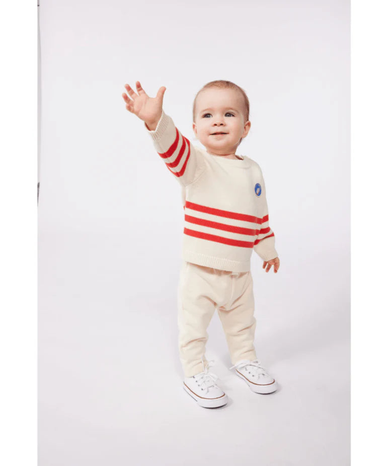 Baby Boy Striped Sweater Cream and Red