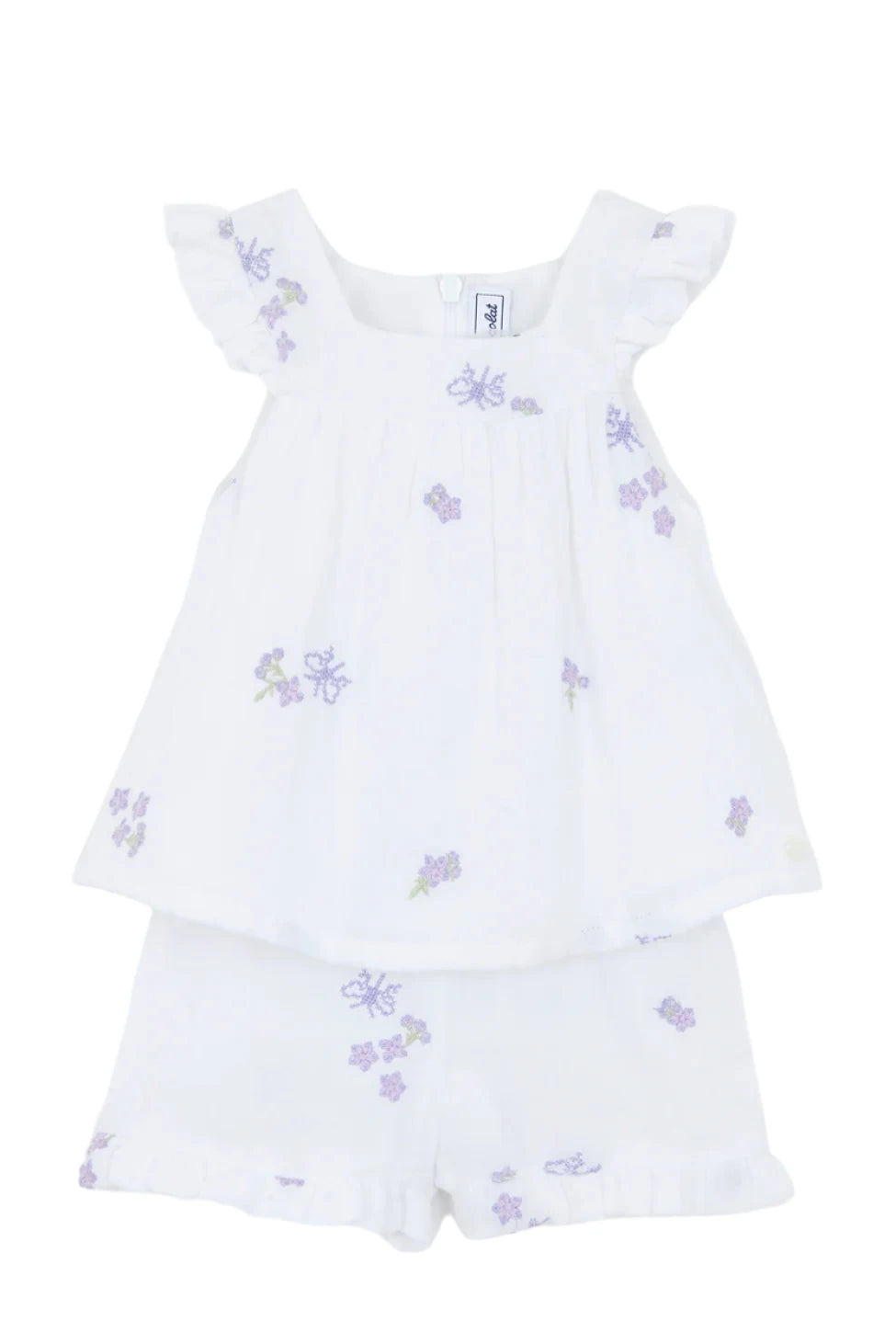 Outfit short White Embrodery lilac