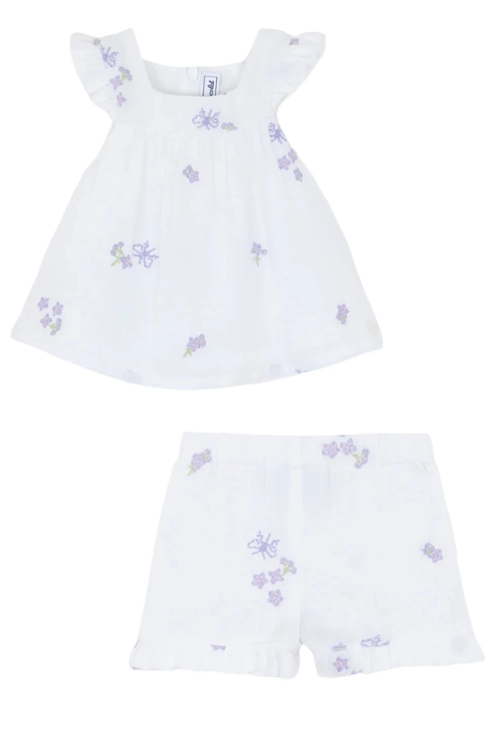 Outfit short White Embrodery lilac