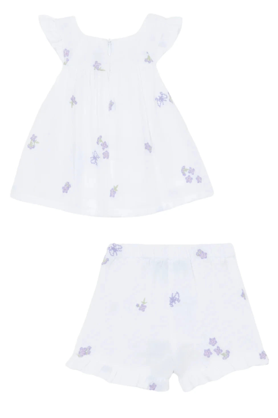 Outfit short White Embrodery lilac