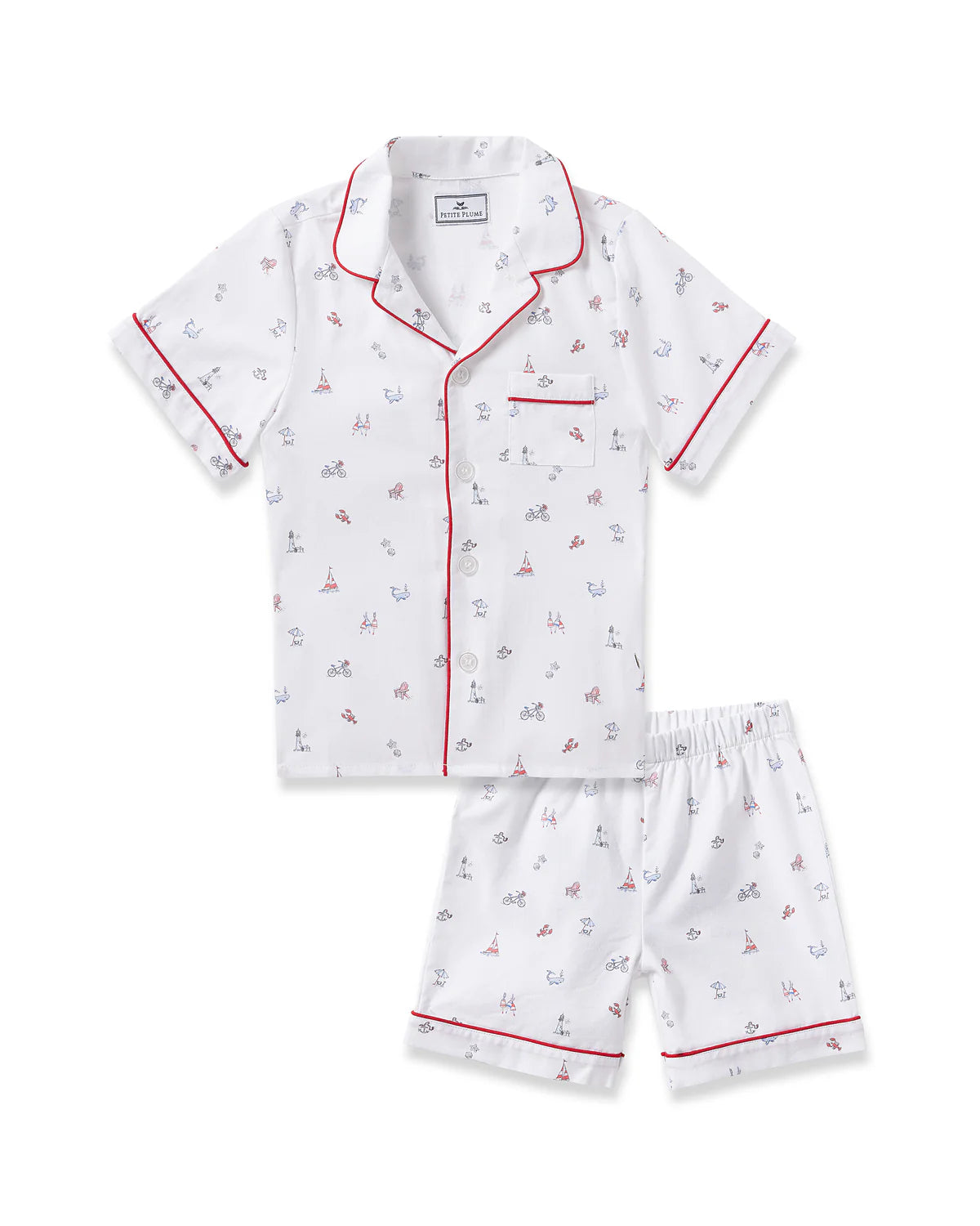 Kid's Twill Short Sleeve Short Set in Coastal Charms