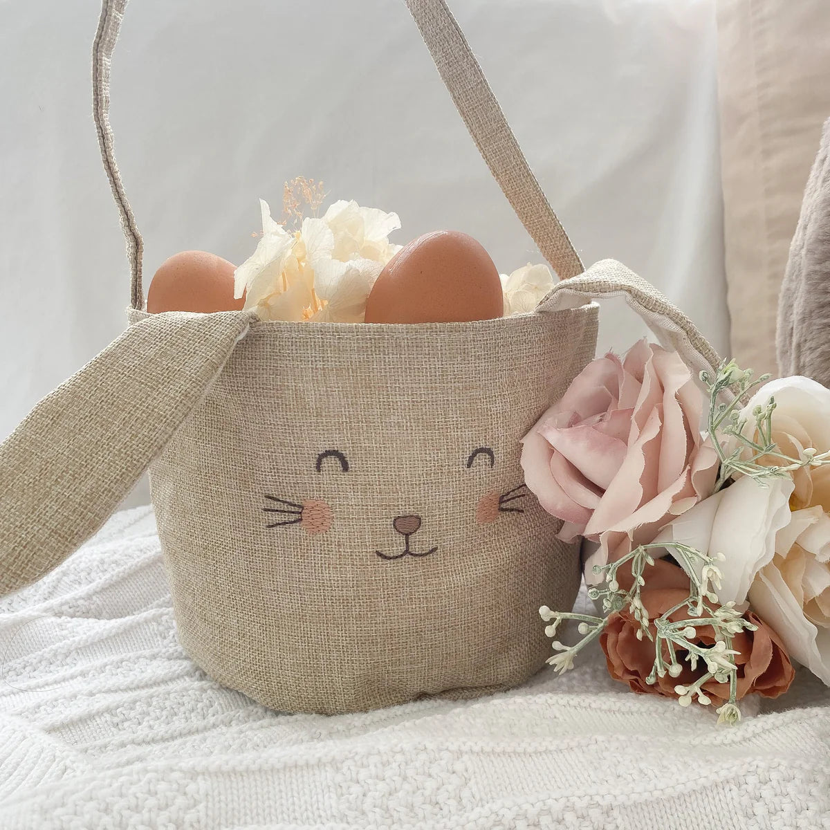 Bunny Easter Basket in Taupe