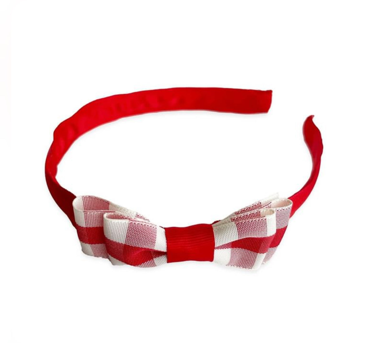 Audrey Gingham Taffeta Headband in Red