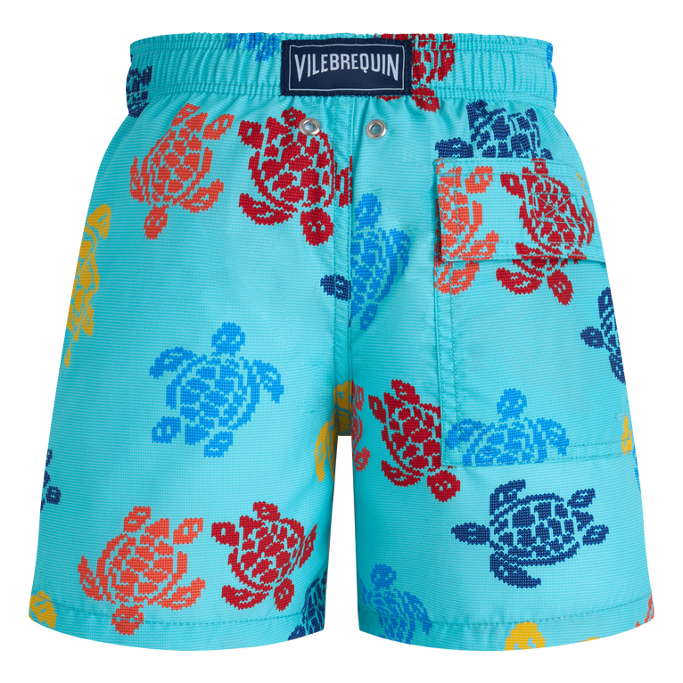 Boys Ultra-Light and Packable Swim Trunks Tricolor Turtles