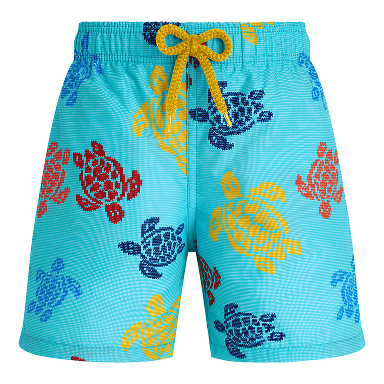 Boys Ultra-Light and Packable Swim Trunks Tricolor Turtles