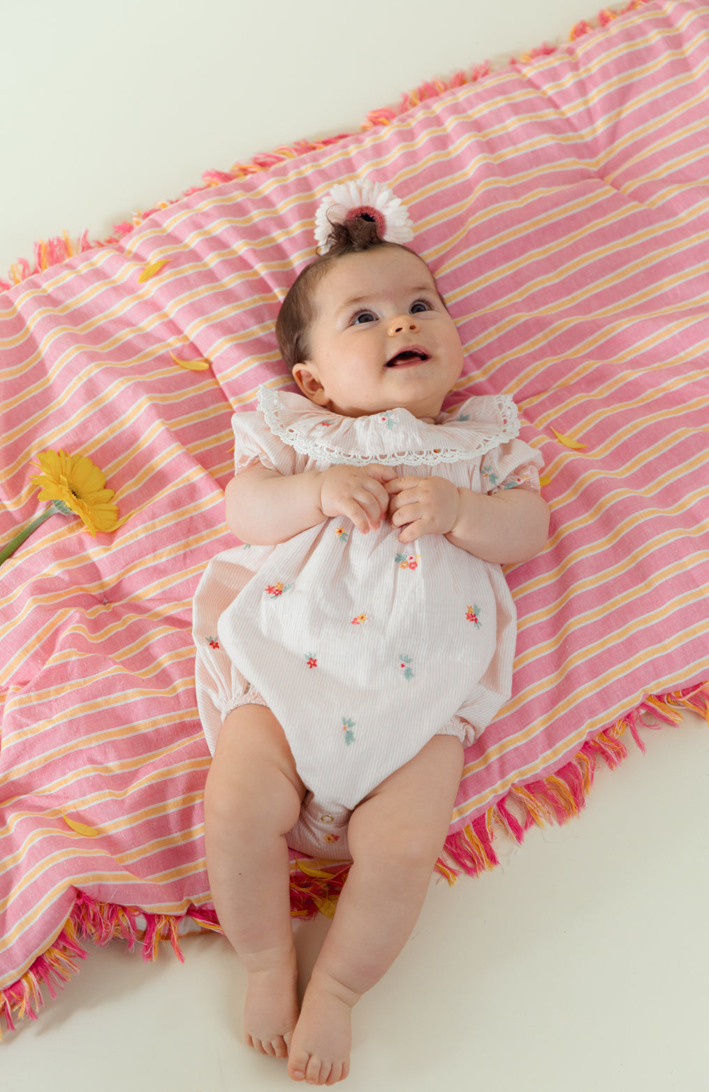 Romper Yolia Pink Bouquet Stripes