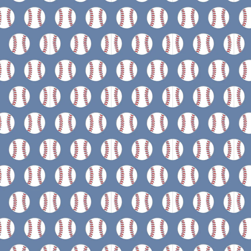 Pattern of baseballs displayed in repeated design, showcasing the baseball theme of the Parker Zipper Pajama Baseball Grand Slam by Lila and Hayes.