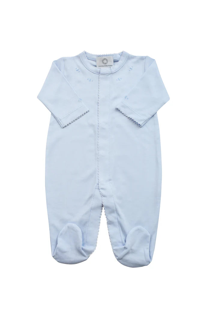 Proper Pima Footed Pajamas in Solid Blue