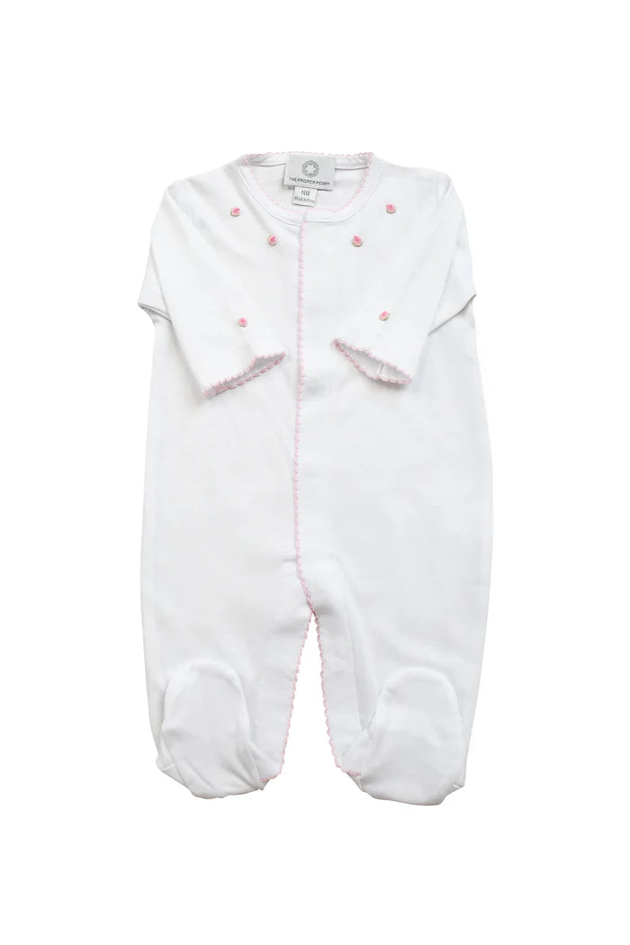 Proper Pima Footed Pajamas in White and Pink