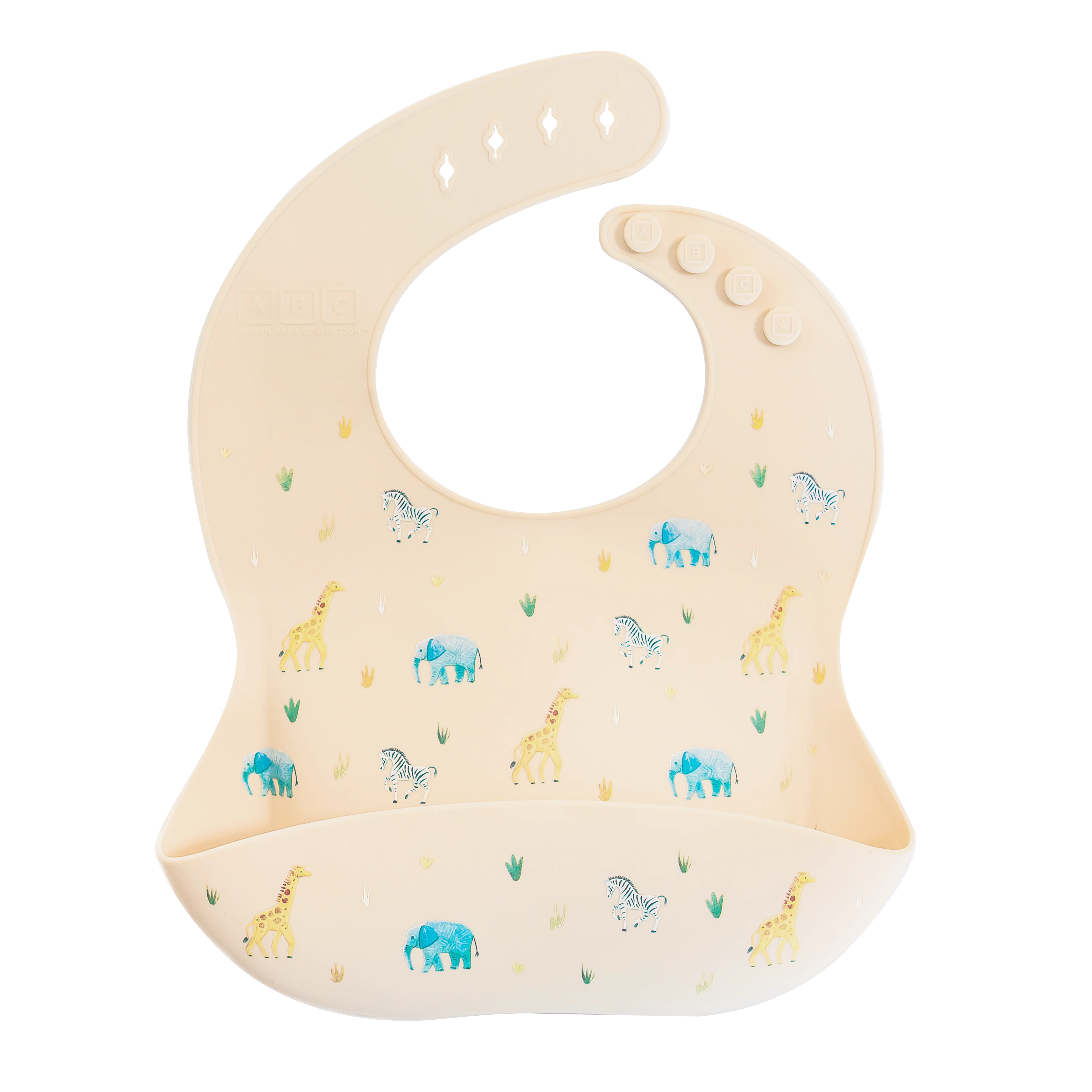 Silicone Bib Safari Warm Cream