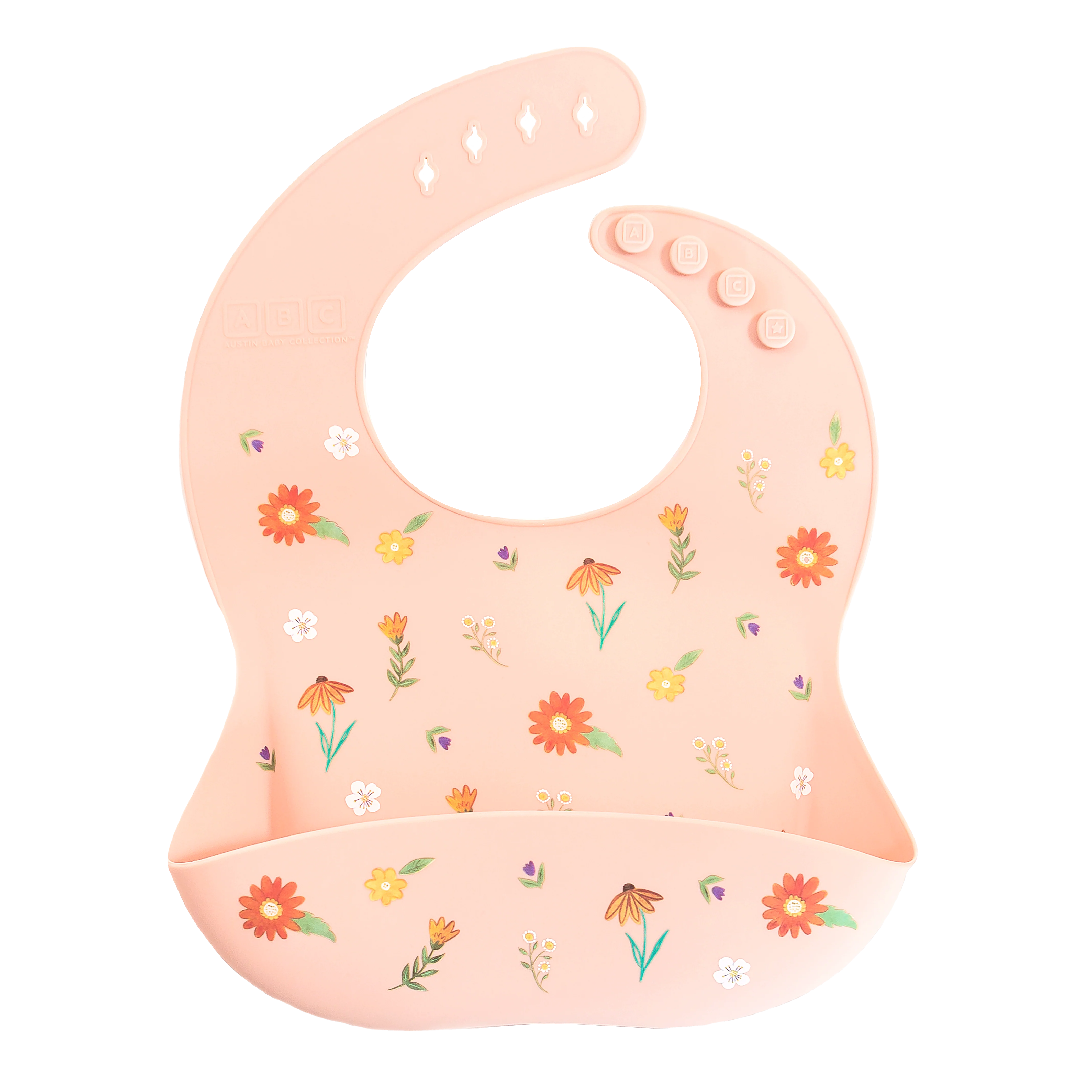 Silicone Bib Wildflower Ripe Peach