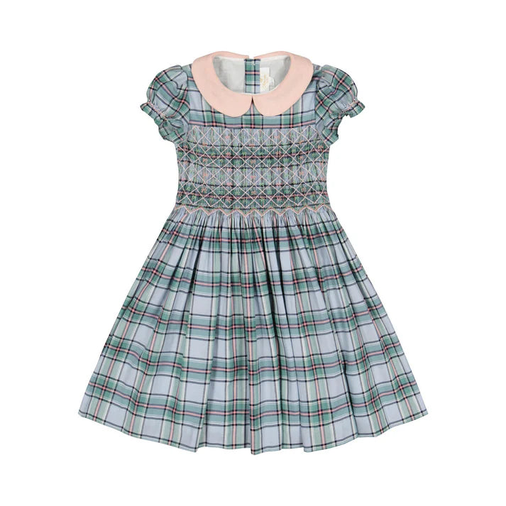 Sherazade Green/pink Tartan Smocked Dress