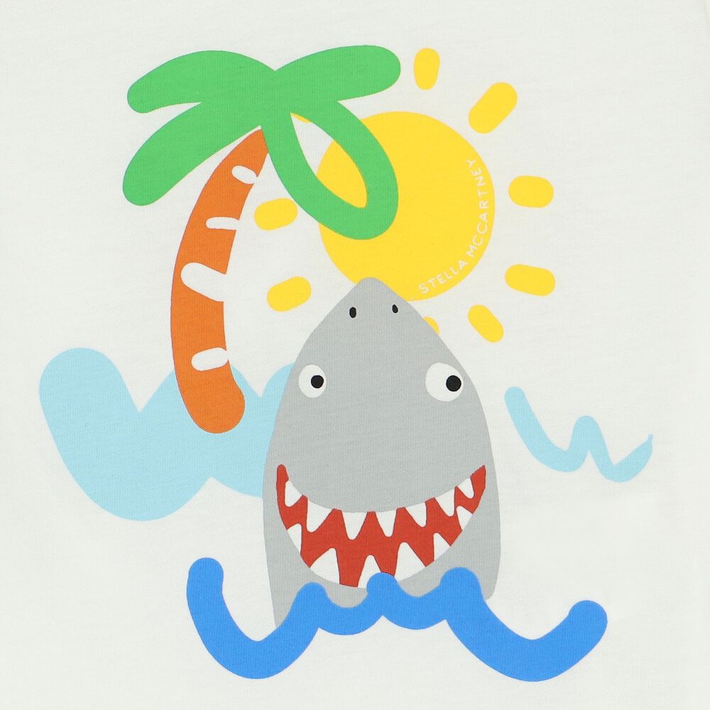 Baby Boy SS Tee with Shark on Holiday Print