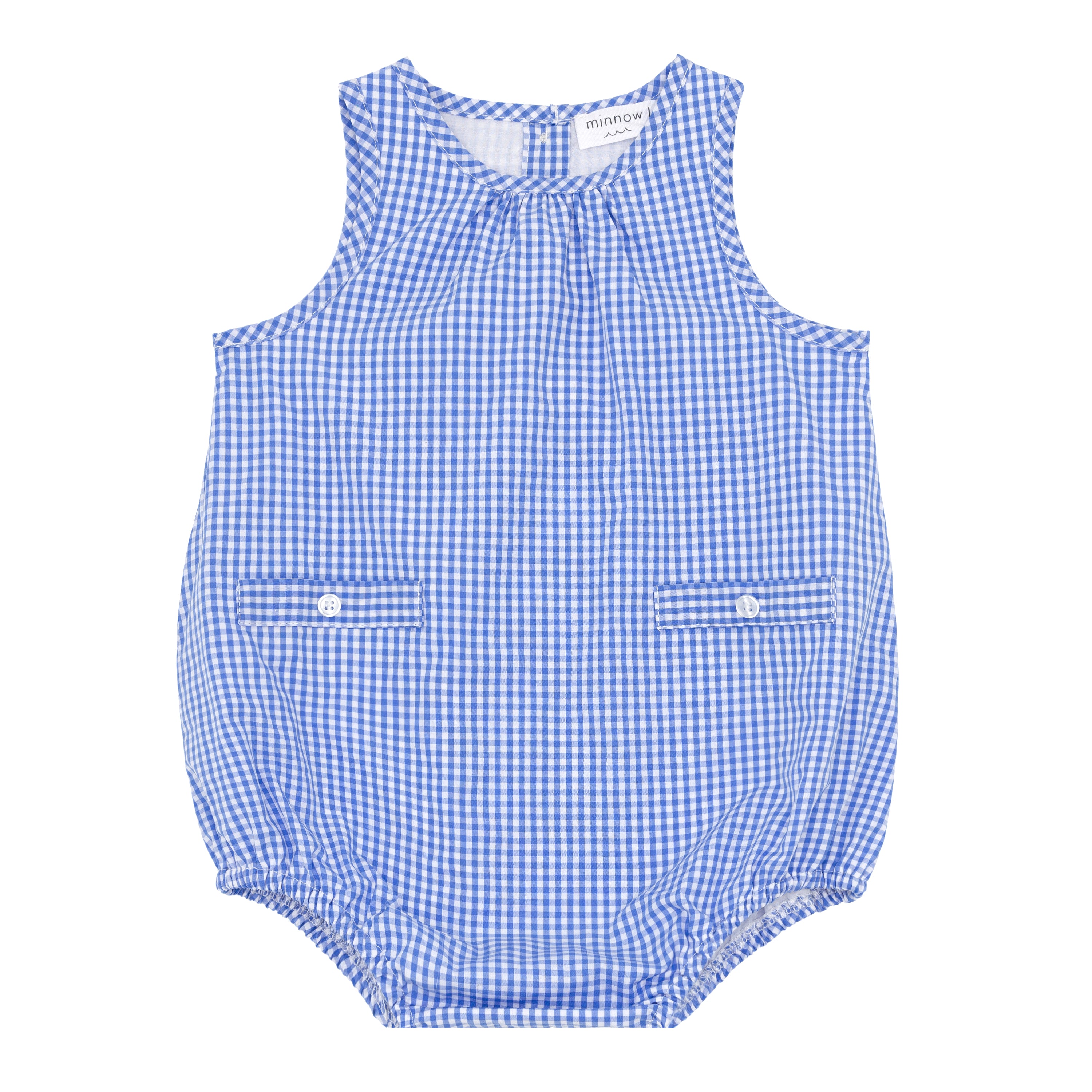 Baby Blue Micro Gingham Bubble Romper