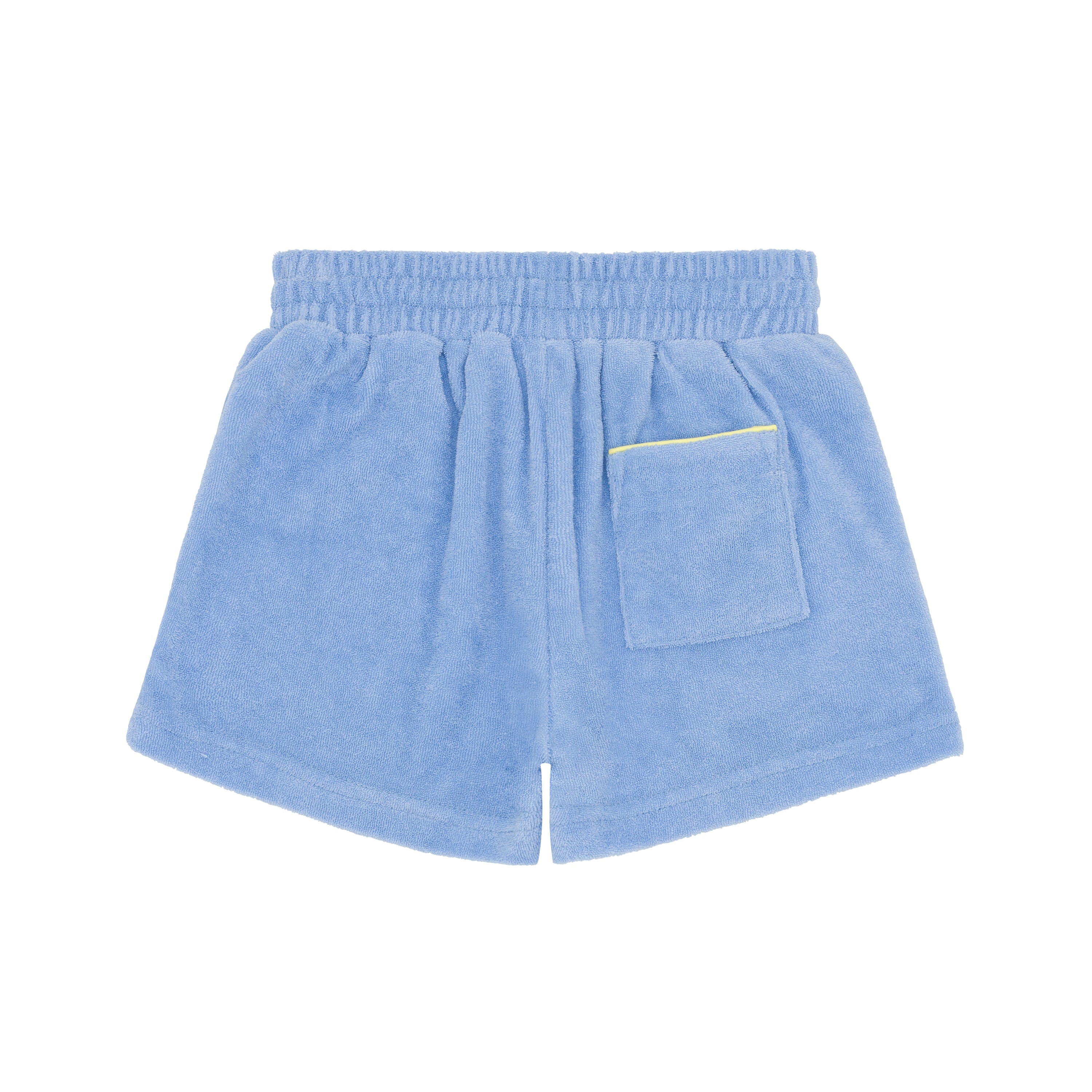 Boys Vista Blue French Terry Shorts with Butter Yellow Trim