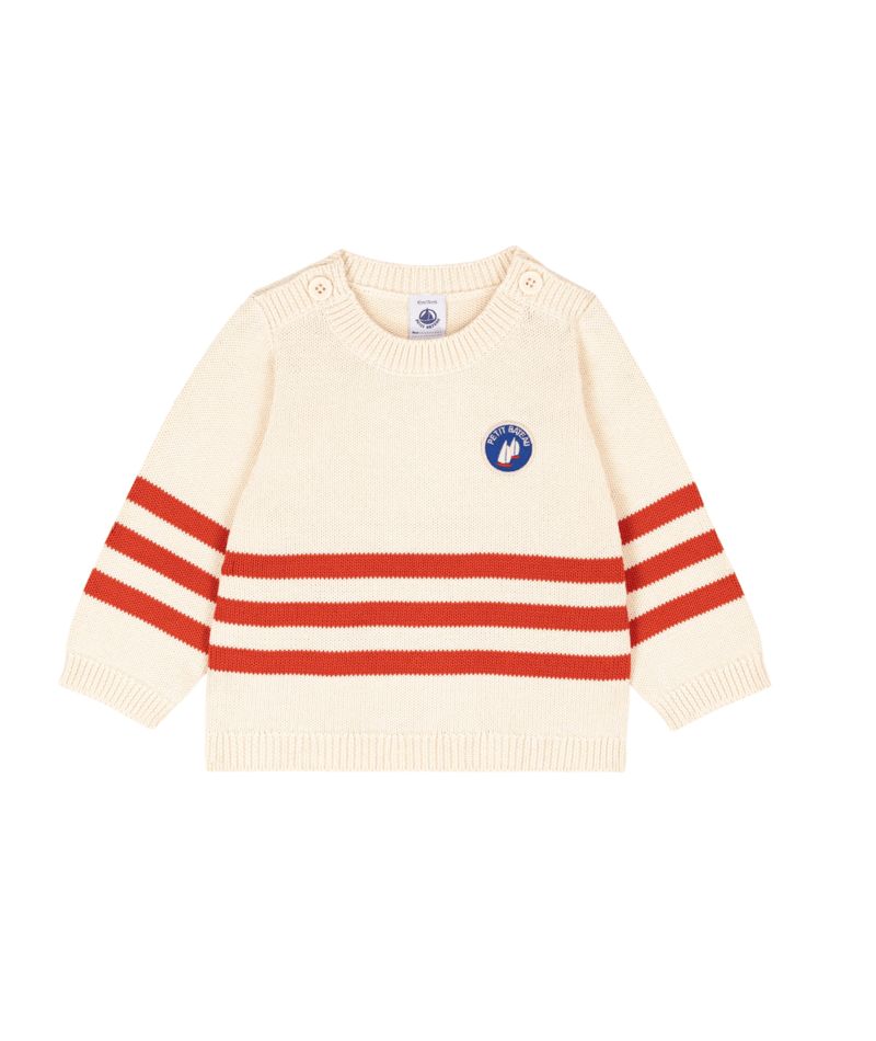 Baby Boy Striped Sweater Cream and Red