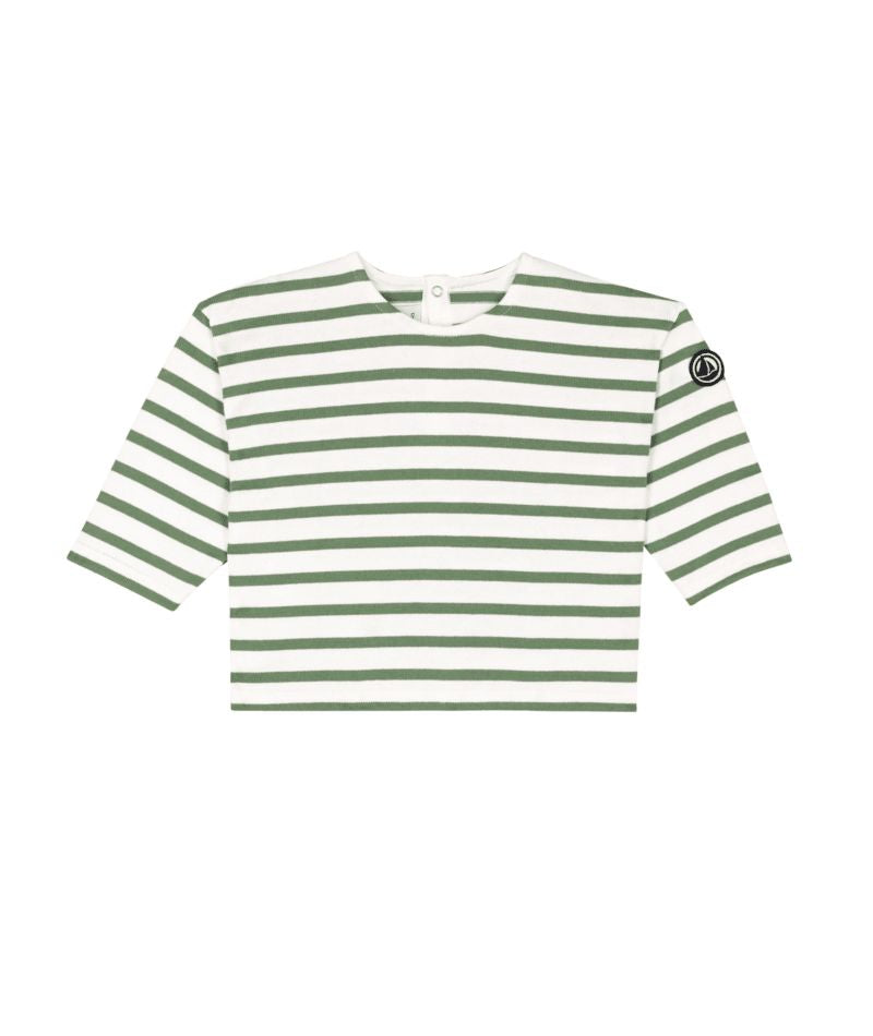 L/S Striped Top Green and White